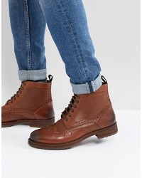 Burton Menswear Leather Lace Up Boot In Tan