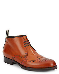 Salvatore Ferragamo Leather Wingtip Ankle Boots