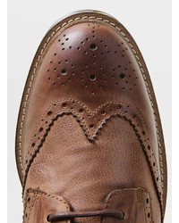 Topman Brown Leather Brogue Boots