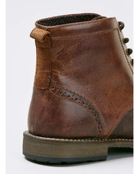 Topman Tan Leather Brogue Boots