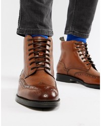Ted Baker Twrens Brogue Boots In Tan Leather