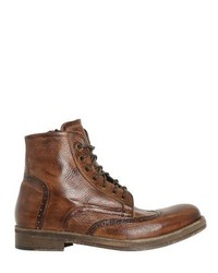 Zipped Brogue Leather Boots