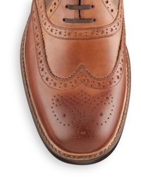 Saks Fifth Avenue 2 Gether Leather Fabric Wingtip Brogues