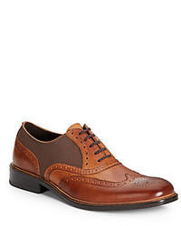 Saks Fifth Avenue 2 Gether Leather Fabric Wingtip Brogues