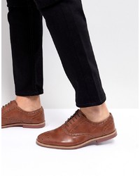 ASOS DESIGN Asos Brogue Shoes In Tan Faux Leather With Contrast Sole