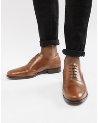 ASOS DESIGN Asos Brogue Shoes In Tan Leather With Toe Cap
