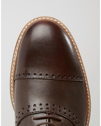 Asos Lace Up Shoes In Brown Leather With Circle Brogue Detail