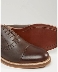 Asos Lace Up Shoes In Brown Leather With Circle Brogue Detail