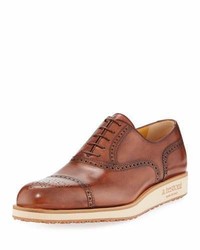 a. testoni Atestoni Leather Lace Up Lug Sole Derby Shoe Brown
