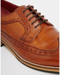 Asos Brand Brogue Shoes In Tan Polished Leather