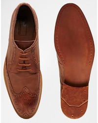 Asos Brand Brogues In Washed Leather