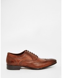 Asos Brand Oxford Brogue Shoes In Brown Leather