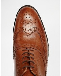 Asos Brand Oxford Brogue Shoes In Tan Leather