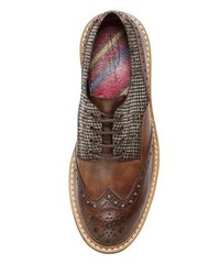 Brogue Houndstooth Leather Derby Shoes