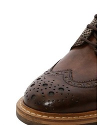 Brogue Houndstooth Leather Derby Shoes