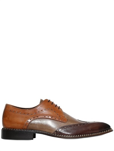 Brogue Leather Derby Lace Up Shoes, $174 | LUISAVIAROMA | Lookastic