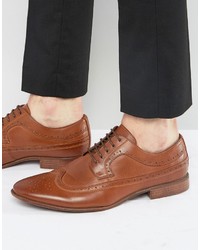 Asos Brogue Shoes In Brown Faux Leather