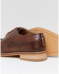 Asos Brogue Shoes In Brown Leather With Natural Sole