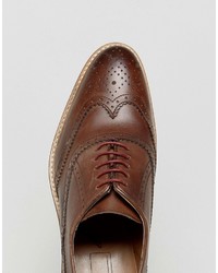 Asos Brogue Shoes In Brown Leather With Natural Sole