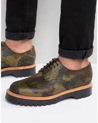 Asos Brogue Shoes In Camo Leather Made In England