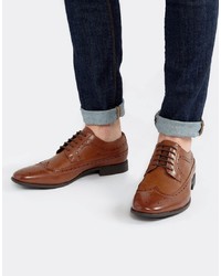 ASOS DESIGN Brogue Shoes In Tan Faux Leather