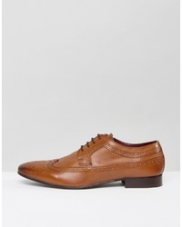 Asos Brogue Shoes In Tan Leather
