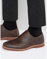 Red Tape Brogues In Brown Milled Leather