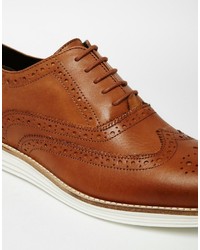 Dune Brogues In Tan Leather With Contrast Sole