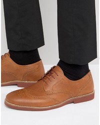 Red Tape Brogues In Tan Milled Leather