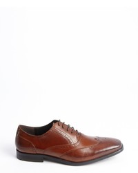Kenneth Cole Cognac Leather Locked Down Wingtip Oxfords