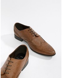 New Look Faux Leather Brogue Shoes In Tan