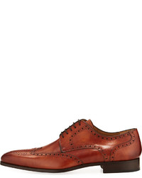 Magnanni For Neiman Marcus Leather Brogue Wing Tip Oxford Brown