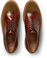 Grenson G Lab Burnished Leather And Suede Wingtip Brogues