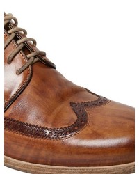 Hand Brushed Leather Derby Lace Up Shoes