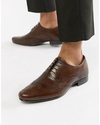 ASOS DESIGN Oxford Brogue Shoes In Brown Leather