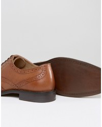 Asos Oxford Brogue Shoes In Tan Leather Wide Fit Available