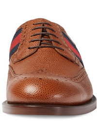 Gucci Strand Leather Brogue Lace Up Shoe Wweb Detail Brown