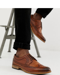 ASOS DESIGN Wide Fit Brogue Shoes In Polished Tan Leather