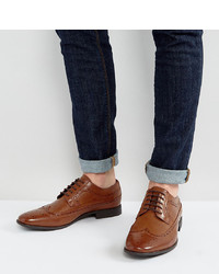 ASOS DESIGN Wide Fit Brogue Shoes In Tan Faux Leather