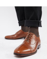 ASOS DESIGN Wide Fit Brogue Shoes In Tan Leather With Sole