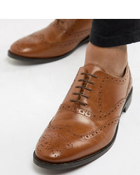 ASOS DESIGN Wide Fit Oxford Brogue Shoes In Tan Leather