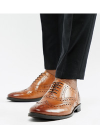 ASOS DESIGN Wide Fit Oxford Brogue Shoes In Tan Leather