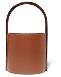 Staud Bissett Leather And Tortoiseshell Acrylic Bucket Bag