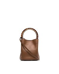 Marni Brown Pannier Resin Handle Leather Bucket Bag