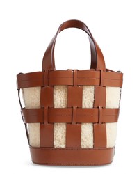 Trademark Cooper Cage Leather Genuine Shearling Tote