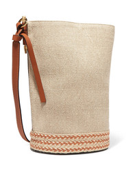 Loewe Gate Med Textured Leather And Linen Bucket Bag