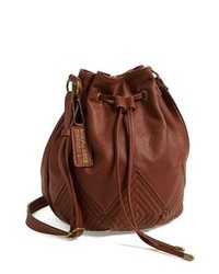 Kendall & Kylie Quilted Faux Leather Bucket Bag Brown One Size