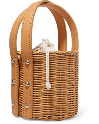 Wicker Wings Quan Rattan And Leather Bucket Bag