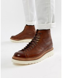 Grenson Andy Lace Up Boots In Tan Leather