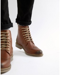 Barbour Belsay Leather Lace Up Boots In Tan